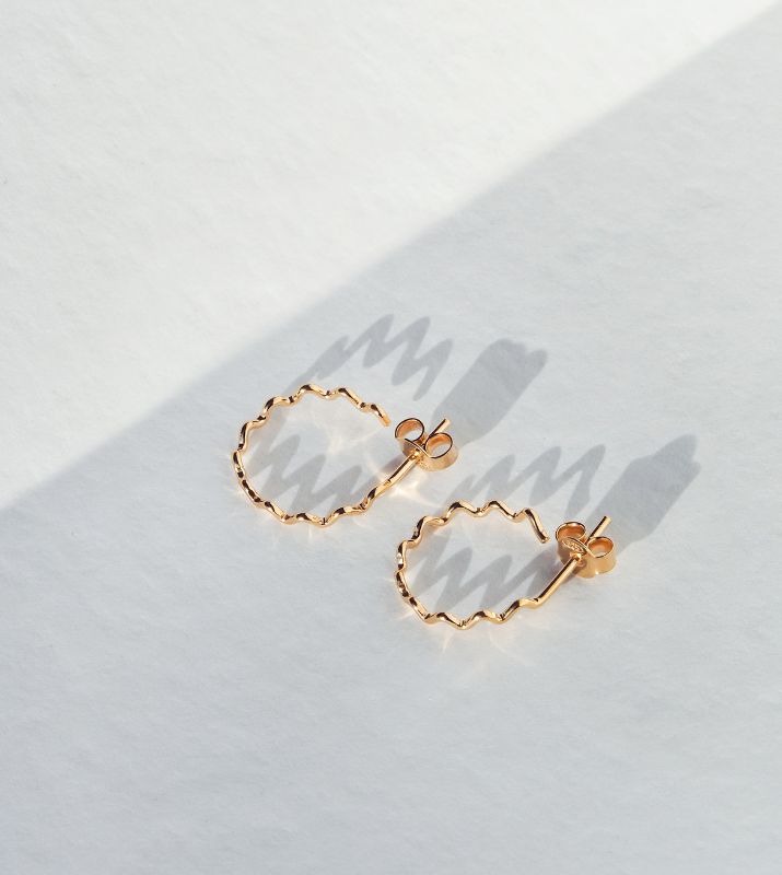 Small Crinkle Hoops | Gold Plated Sterling Silver