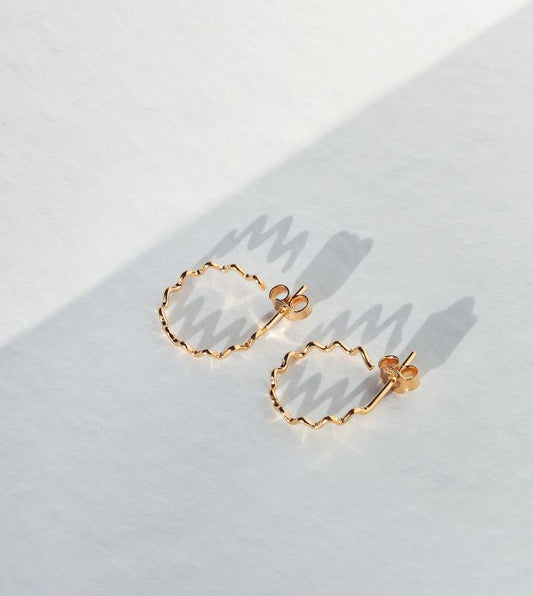 Small Crinkle Hoops | Gold Plated Sterling Silver