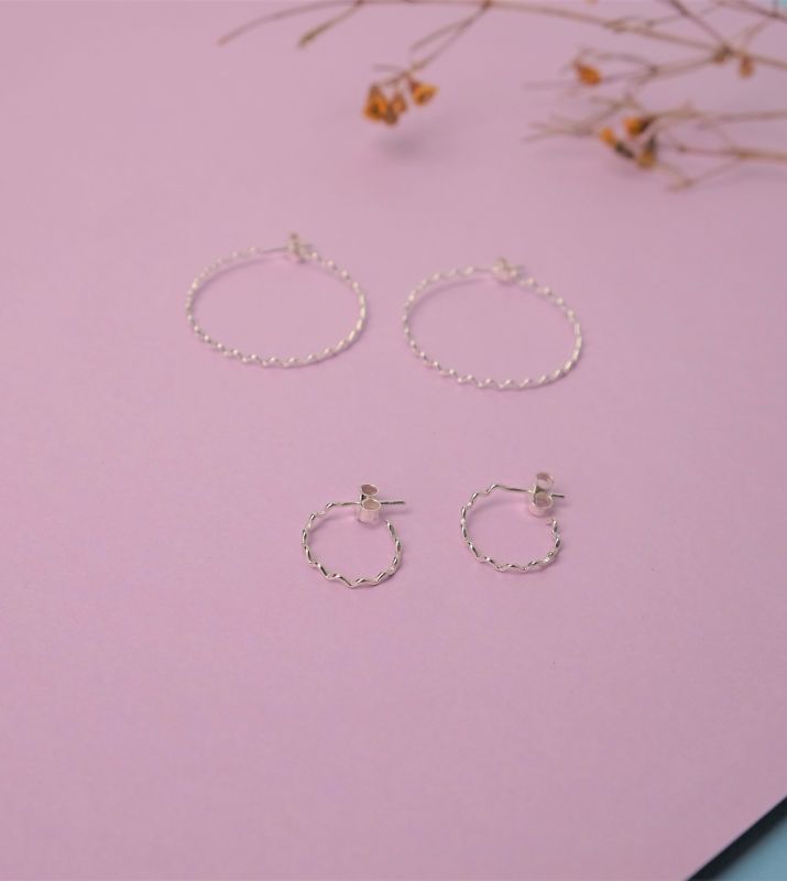Small Crinkle Hoops | Sterling Silver