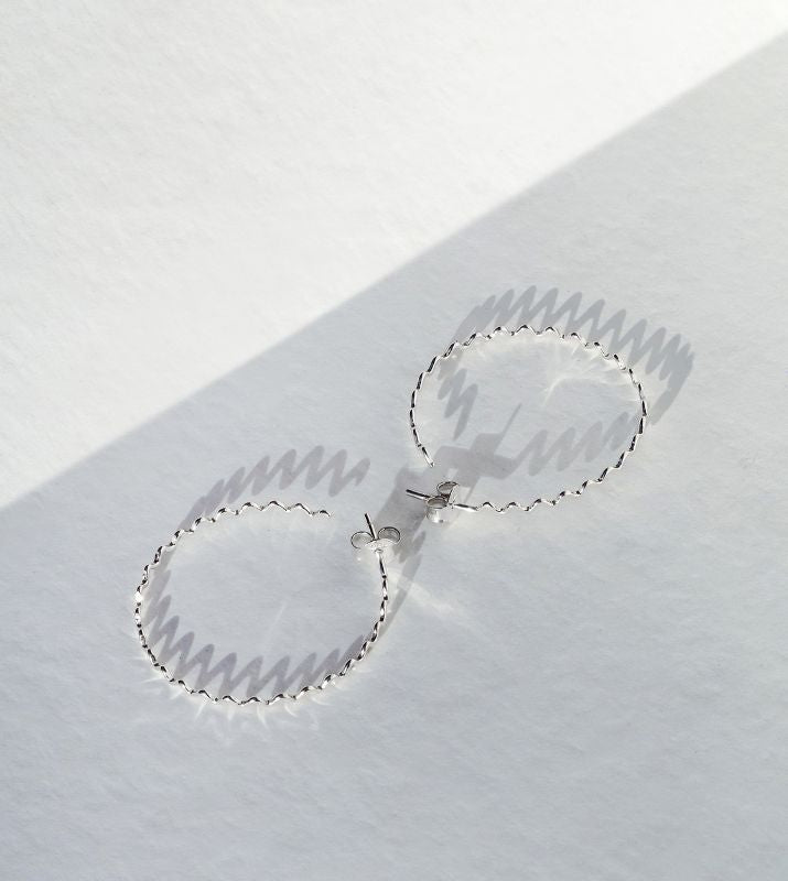 Large Crinkle Hoops | Sterling Silver
