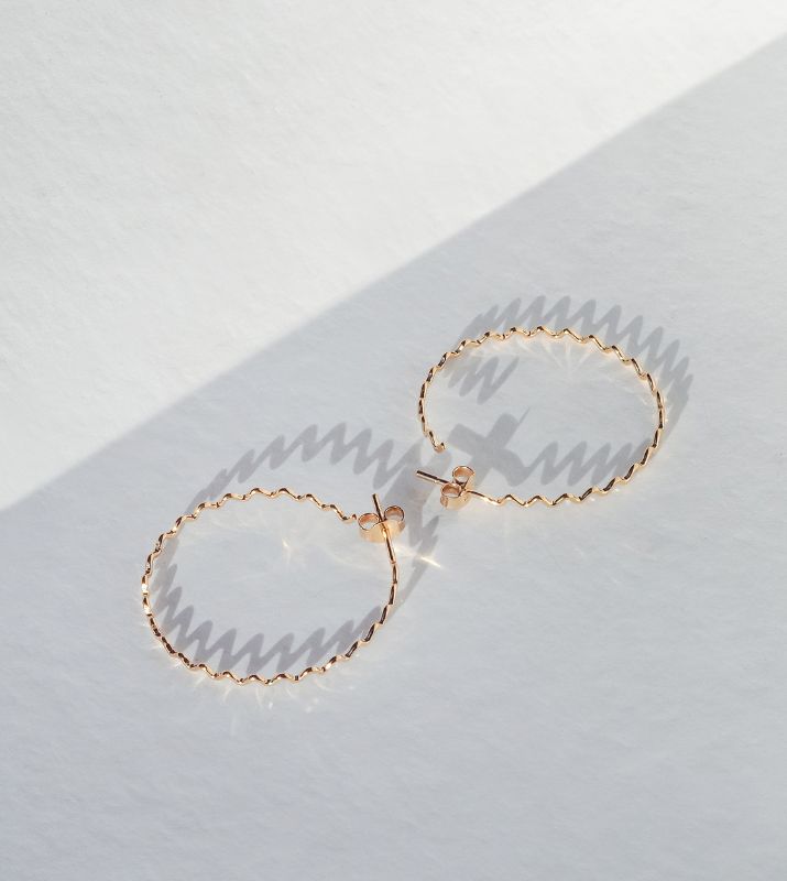 Large Crinkle Hoops | Gold Plated Sterling Silver