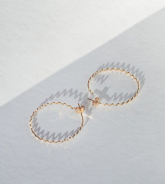 Large Crinkle Hoops | Gold Plated Sterling Silver